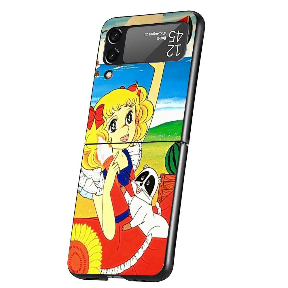 Anime Candy Cover Phone Case For Samsung Galaxy Z Flip 7 6 5 4 3 5G Flip7 Flip6 Flip5 Flip4 Flip3 Black Fundas Shell Galaxy Z Fl