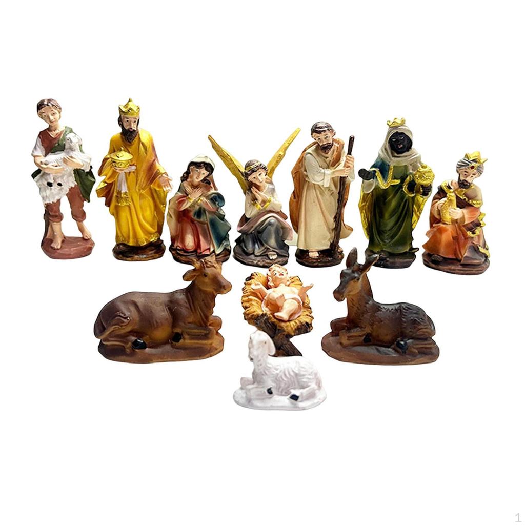 Nativity Figurine Worship Holy Family Resin Birth of Jesus Statue Set for Tabletop