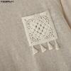 INCERUN Spring Men Round Neck Long Sleeve Crochet Casual Loose Pullover T-shirts Tops