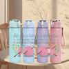 1PC Knitting Inspirational Quote Text 750ml Color Plastic Sports Water Bottle Leakproof Flip Straw Lid For Sports Office Home Use