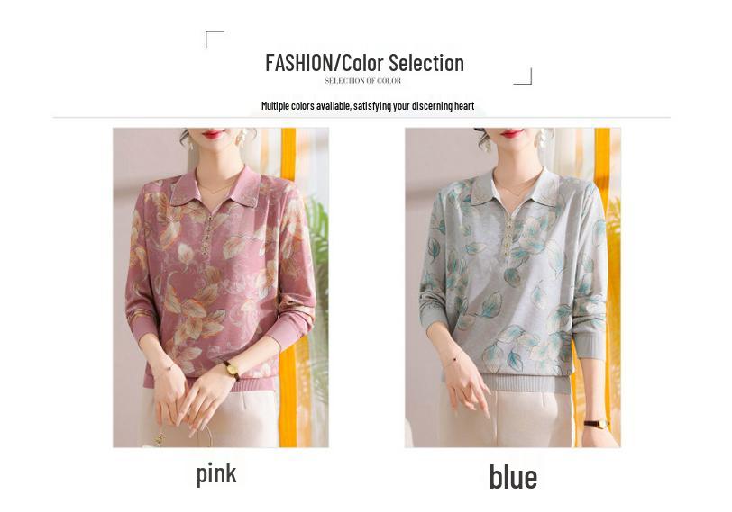 Women's Stylish Spring & Autumn Long-Sleeve Top for Middle-Aged & Elderly