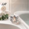 Grooved Candle Holder Crystal Lotus Flower Tealight Holders Glass Tea Light Candlestick Decor Wax Catching with Deep Plate Multifunctional