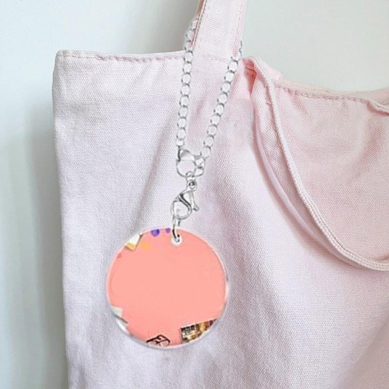 Set of 12 Acrylic Circles with Silver Chain Attachments for Crafts Personalized Creation Keychain Pendant Accessory