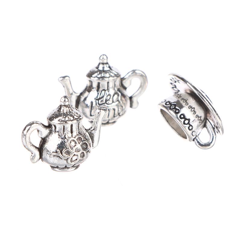 3Pcs 1:12 Dollhouse Miniture Teapot Cup Plate Toy Metal Tea Set Accessories