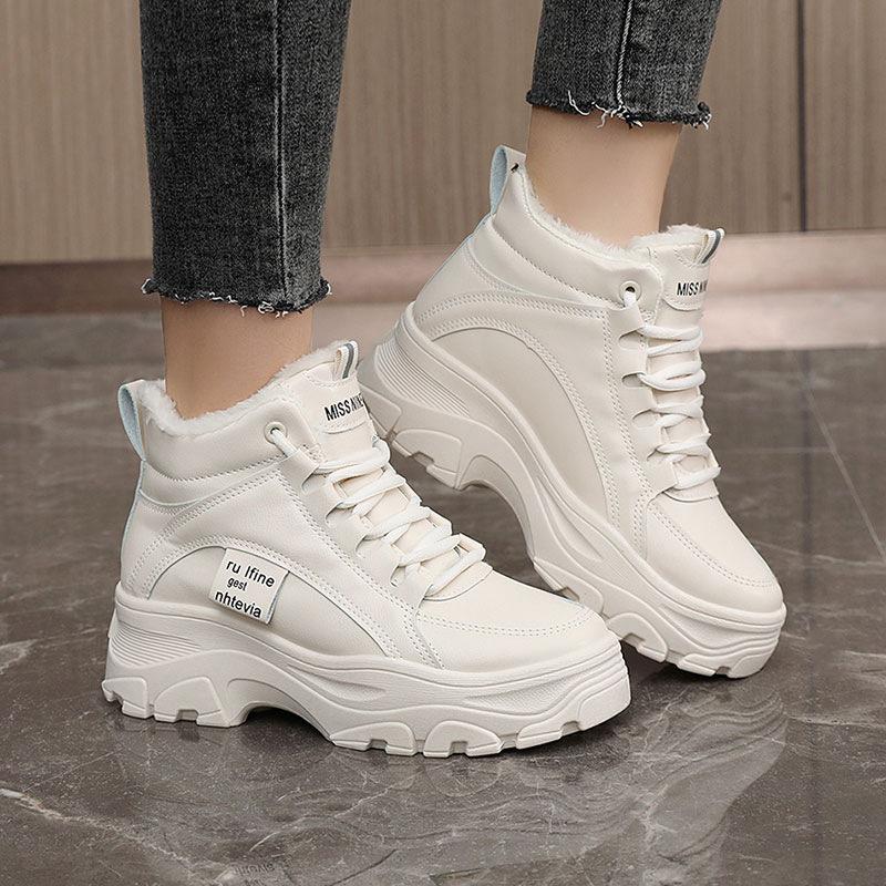 

Флисовые утепленные спортивные белые туфли женские зимние новые женские туфли универсальные студенческие кроссовки папы хлопковые туфли 38