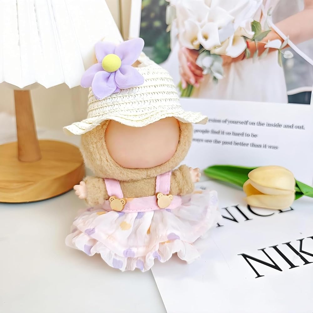 Ruokey Doll Accessory Set Pink Skirt for 15cm/17cm Plush Toys Dress Up Costume DIY Outfit
