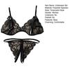 Set Sexy Transparent Sutiene și Chiloți Dantelă Florală Plasă Babydoll Set Lenjerie Intimă 2 Piese Sutiene Triunghiulare Transparente G-String Tangă cu Bretele pentru Femei