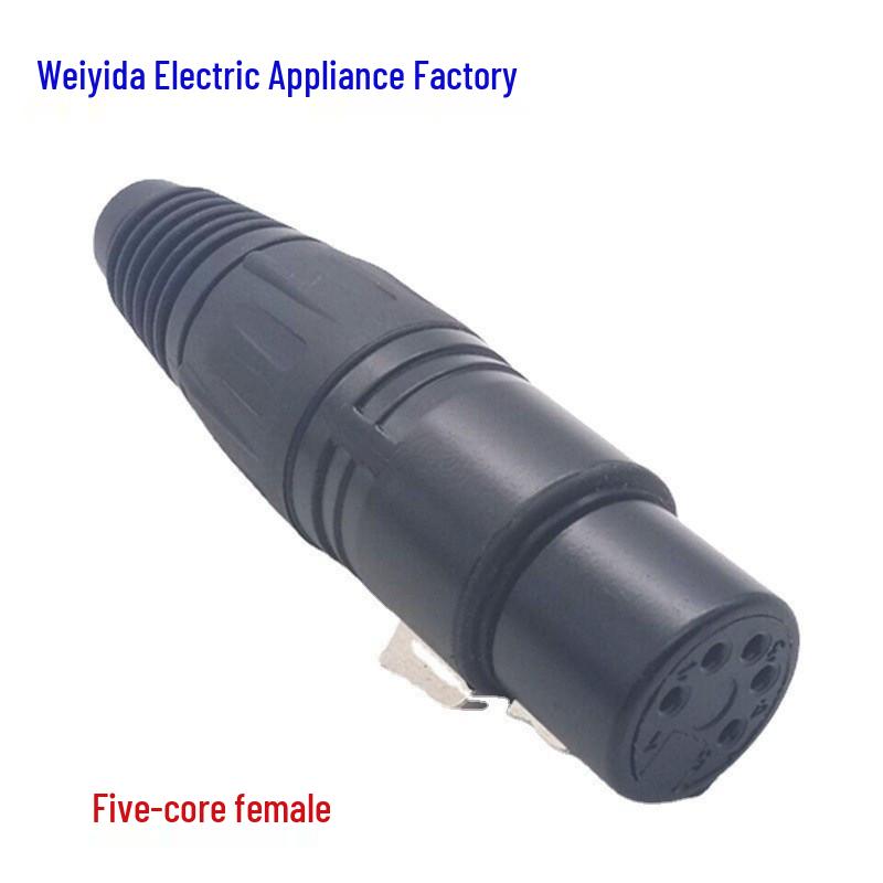 Silver-Plated Copper 5-Pin XLR Connector: Black Female and Male Microphone Plug