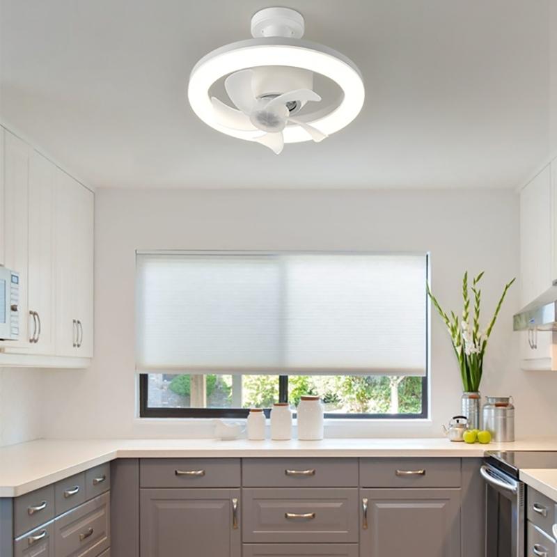 Ceiling Fan Light 60W 3-Speed Cooling Fan Ceiling Light Remote Control E27 Lamp Holder 3-gear Dimmable Electric Fan Lamp