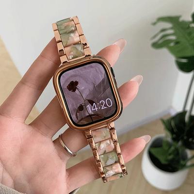 Correa de Resina de Lujo para Mujer para Apple Watch Ultra 3 2 49mm 42mm 46 41 45 38 40 44mm Pulsera de Metal para iWatch 11 10 9 8 7 6 SE Correa
