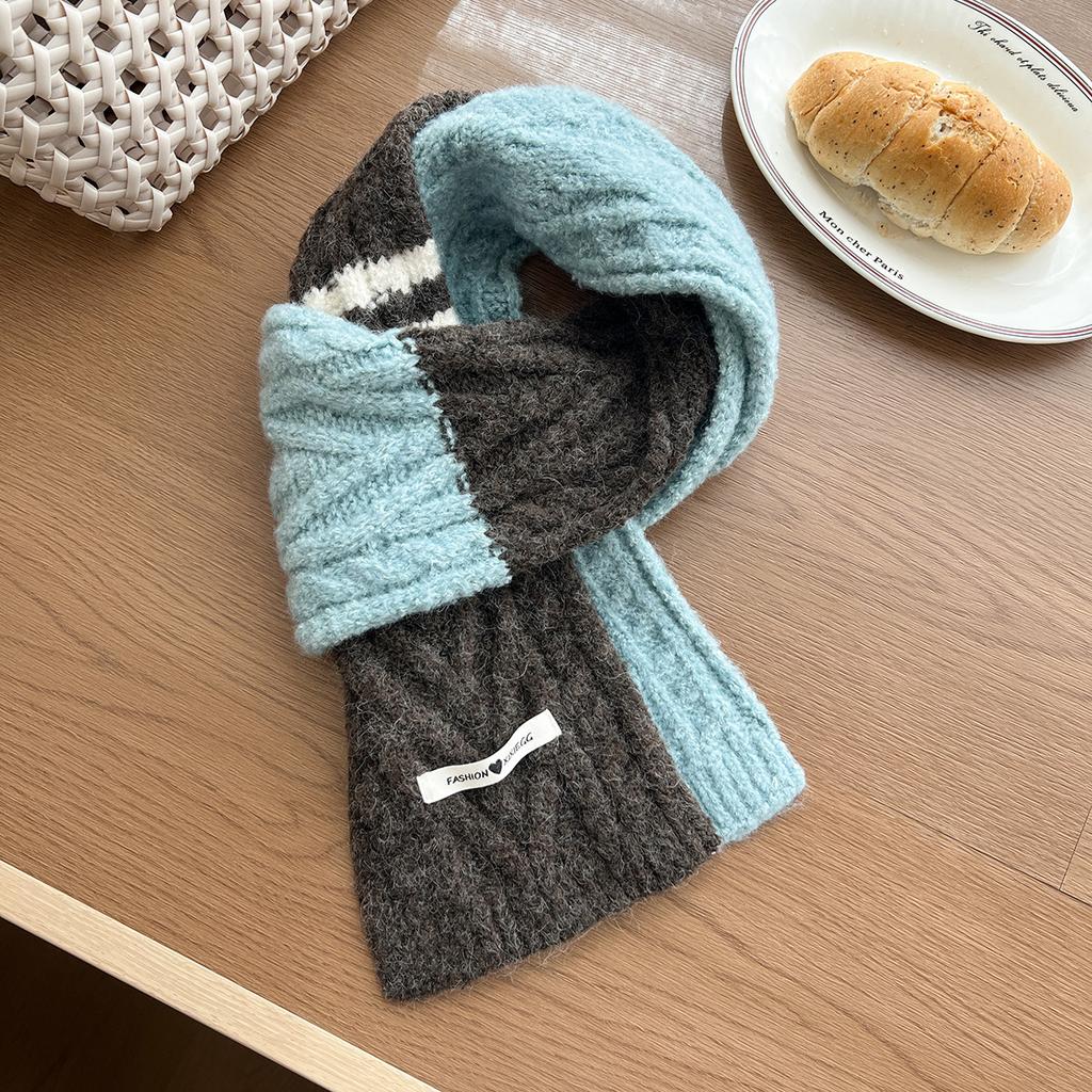 Korean version contains solid color versatile scarf color matching high-end knitted student warm scarf winter scarf