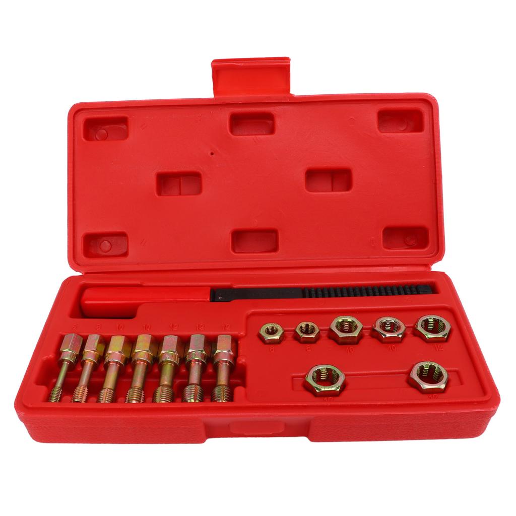 15pcs Metric Thread Chaser Set Carbon Steel Rethreading Tap Die Tool Kit Rethread Repair Tool