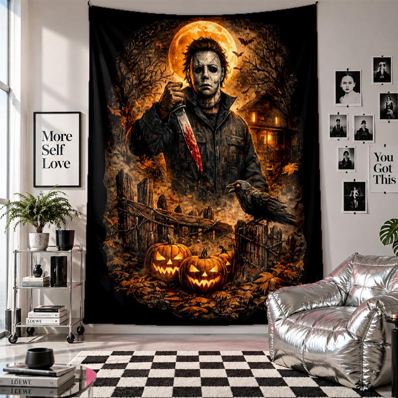 Wall TapestryHalloween Michael Myers Art Hanging Cloth Decorative Background Cover for Room Decoration
