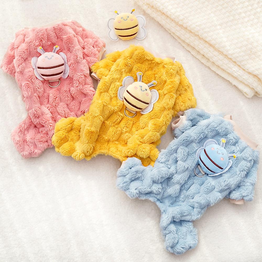 New Four-legged Plush Bee Can Lead Pets, Dogs, Cats, Clothing Supplies, Autumn and Winter Warm Thickened Teddy