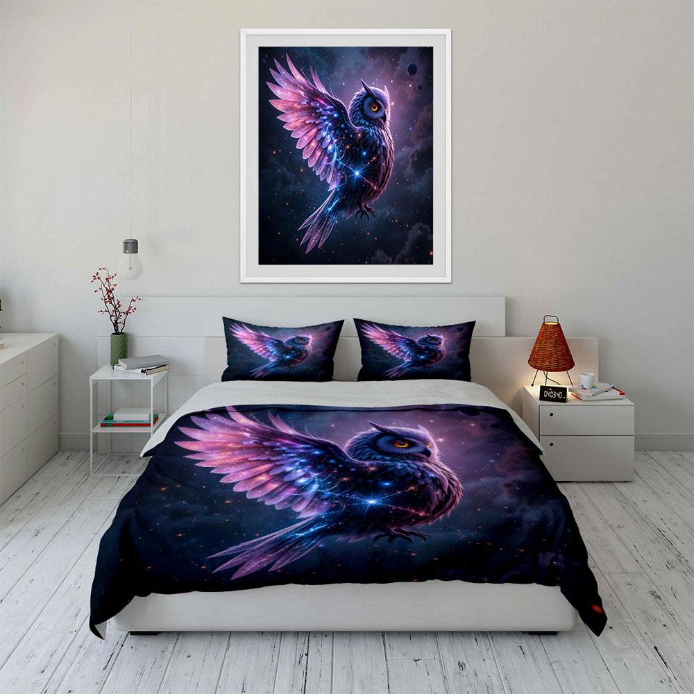 "Cosmic owl's shimmering flight" Bedding sets Duvet covers Pillowcases(1* Duvet Cover 2* Pillowcases without duvet insert)