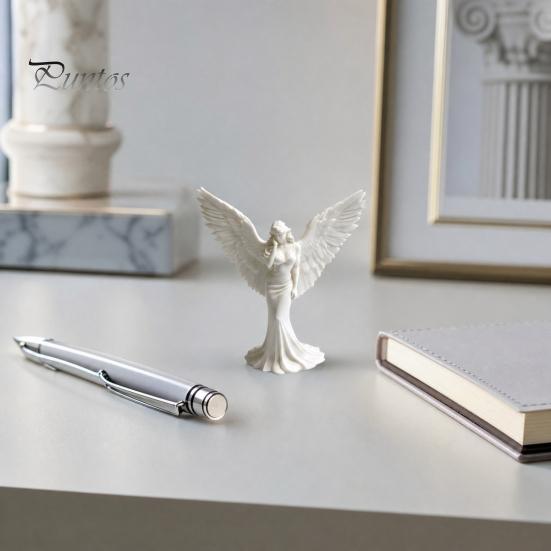 Guardian Angel Decor 3D Printed Elegant Figurine with Large Wings, Decorative Statue, Delicate Pleat Curve Statue Art Crafts Decoration for Home Shelf