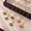 Bohemian Devil's Eye Pendant Necklace in Enamel & Titanium Steel with Rhinestones for Women
