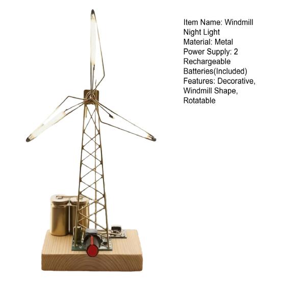 1/2Pcs DIY Rotating Windmill Night Light Kit Handmade Copper Wire Windmill Decoration with LED Light Spinning Blade Windmill Decorative Lamp