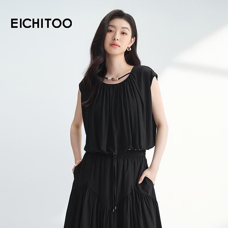 EICHITOO Women s Sleeveless Cinch-Waist Short Shirt L