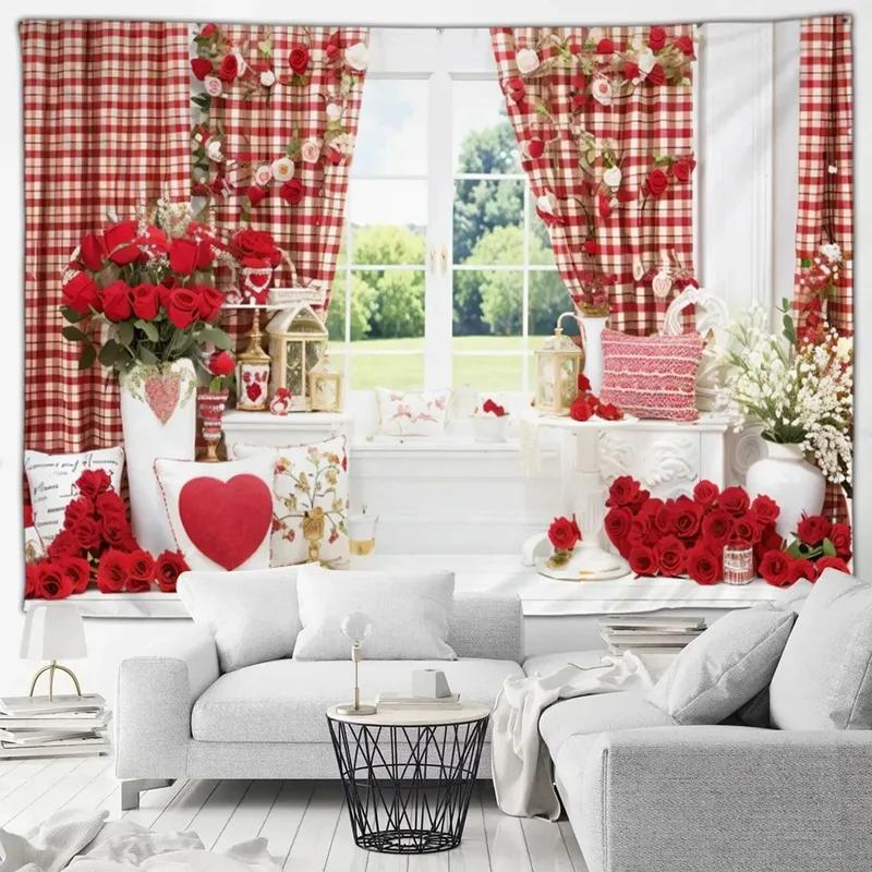 

Декоративный гобелен ко Дню святого Валентина, декор для офиса, гостиной, настенный гобелен для дома 100x75cm