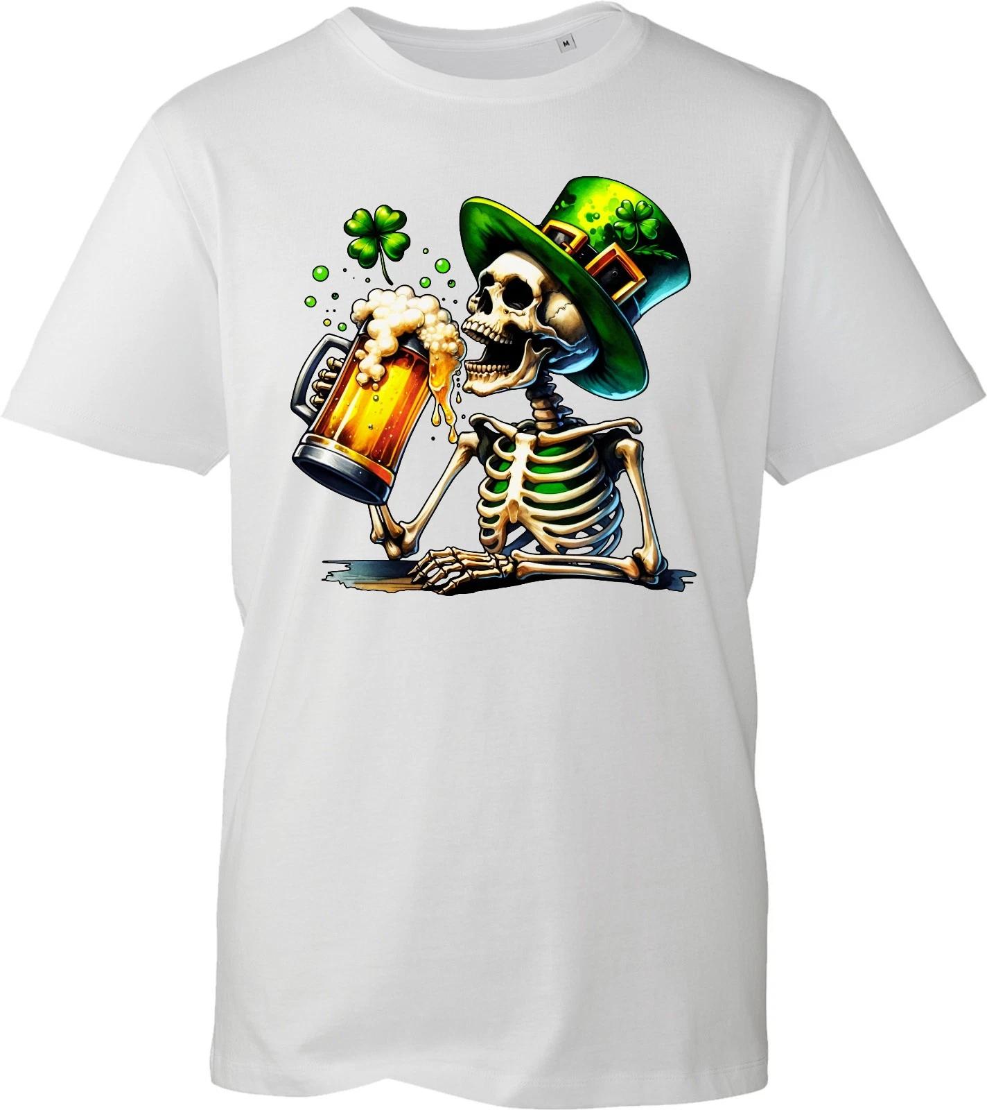 St Patrick s Day Skeleton Leprechaun Drinking Beer Mug Irish Pub Gift T-Shirt XL