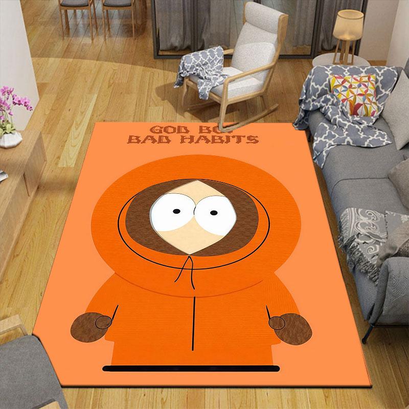 Kenny McCormick Flannel Printed Carpet, Home Sofa Decoration for Living Room & Bedroom, Non‑Slip Play Flannel Floor Mat for Game Room