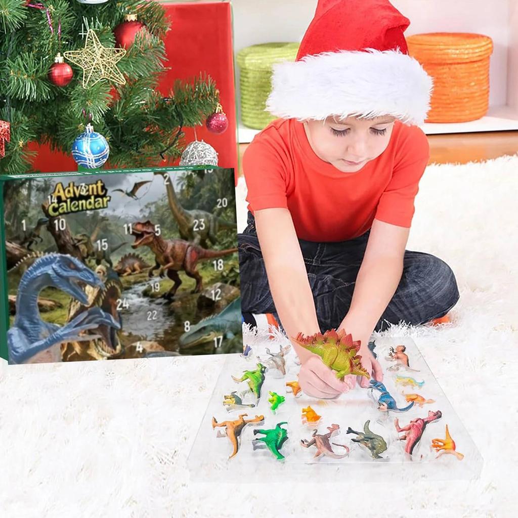 Dinosaur Advent Calendar 2025 with Different Dino Figure 24 Days Christmas Countdown Calendar for Kids Gift