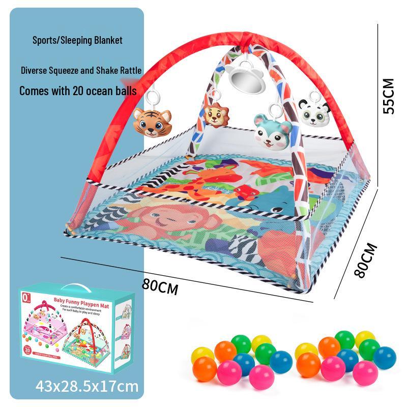 Baby Fitness Playpen Set: Early Education Toys with Ocean Balls & Crawling Mat for 0-3 Years.