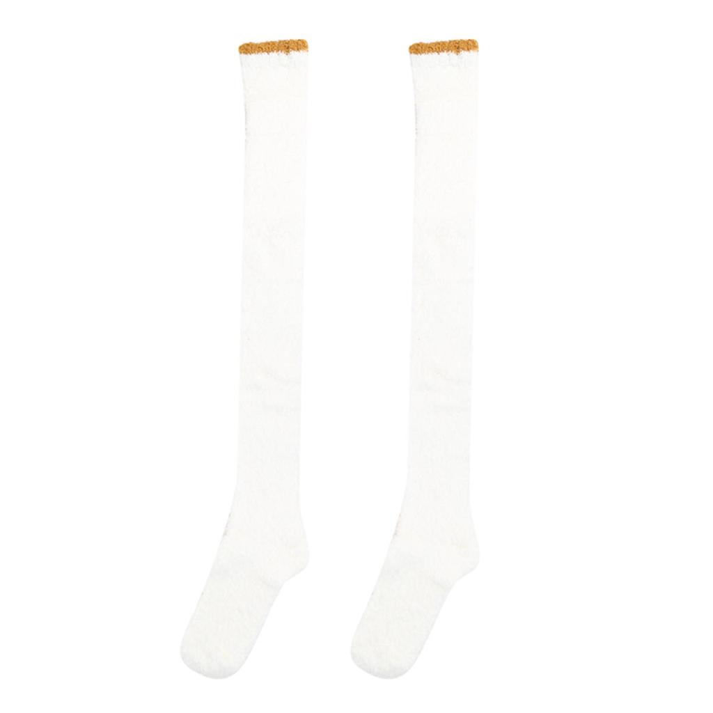 1 para damskich ciepłych pluszowych skarpet do uda zimowe koralowe polarowe skarpetki za kolano długie do domu spania na podłodze jednolite kolory