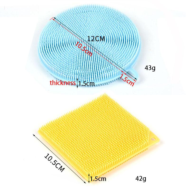 2Pcs Thickened Silicone Cleaning Brush Kitchen Dishwashing Cleaning Brushes Pot Pan Sponge Scrubber Fruit Vegetable Cleaner New