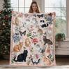 Cozy and Soft Fleece Throw Blanket Featuring Adorable Cats and A Floral Sofa Bed or In The Living Room It'S Warm and Comfortable