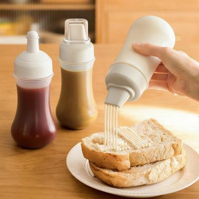 Garrafa Squeeze para Condimentos com Marcas de Medição 1/5 Bicos Garrafa para Regar Ketchup Molho para Salada 350ml Fácil de Encher Dispensador de Cozinha