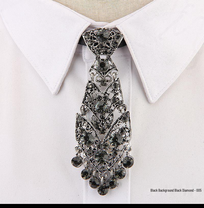 Trendy Unisex Rhinestone-Inlaid Korean Style Metal Tie for Cocktail Party or Wedding Host