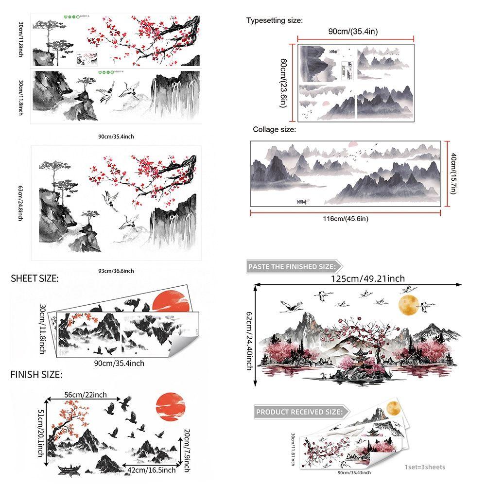 Big Size Landscape Painting Sticker Chinese Style Wallpaper  For Home Decoration