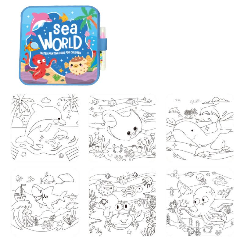 Livre de coloriage à l'eau Montessori, Livre de peinture à l'eau réutilisable, Livre de coloriage à l'eau, Ajoutez simplement de l'eau pour révéler des couleurs vives
