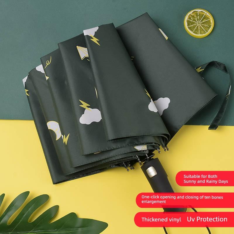 Automatic Umbrella Ins Style Men's and Women's Dual-Use Black Glue Sun Umbrella Sun Protection UV Protection Folding Sun Umbrella