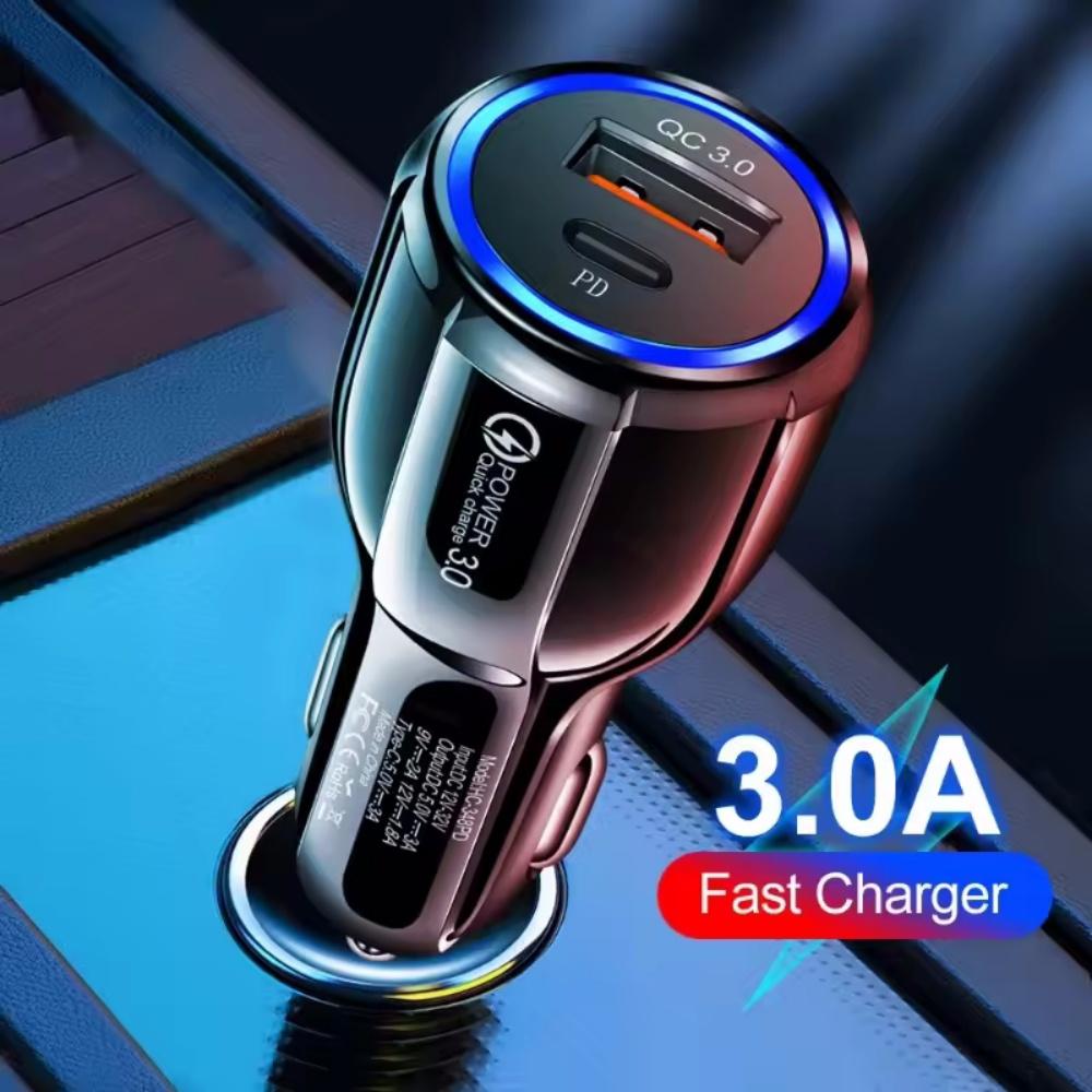 QC3.0 PD USB Car Charger Universal 3.1A Quick Fast Charging Car Adapter Socket Cigarette Lighter 12V-32V for Mobile Cell Phone