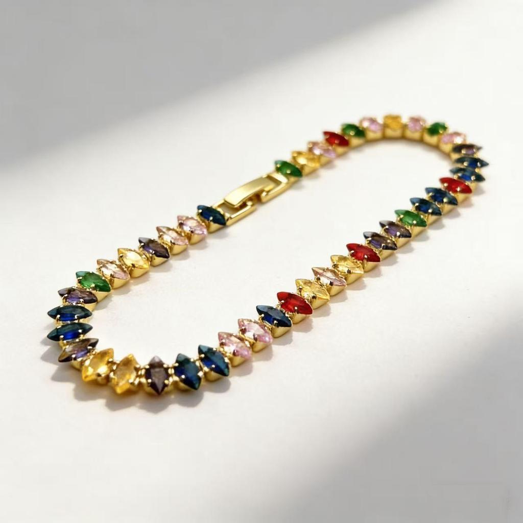 Damska bransoletka tenisowa z cyrkoniami w kształcie łezki: Łańcuch Markiza z Ząbkami, Ekskluzywny Element Mody