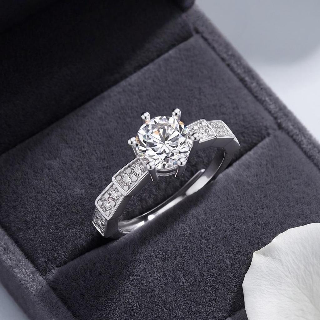 Trendy Rhinestone Ring: European, American & Asian-Inspired Style for Women, Popular Internet Celebrity Design