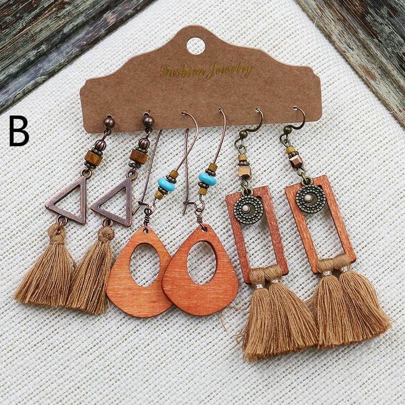 Vintage Big Round Multicolor Beaded Earrings Set for Women Ethnic Boho Tassel Feather Long Dreamcatcher Drop Earrings Jewelry