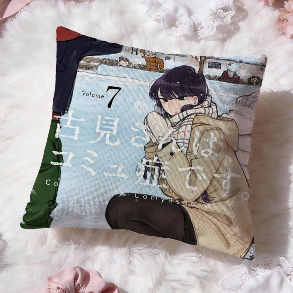 Anime Komi Cant CommunicateS Cushion Cover Premium Comfort Reversible Pillow Cove -Two in One Design for Any Room & Car Interior