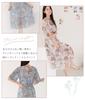 Sleeping Sheep Short Sleeve Summer Button Floral Long Plus Junior High Floral Short Sleeve Dress, Chiffon, Flared, Blue, Pattern, Knee-Length, Print,