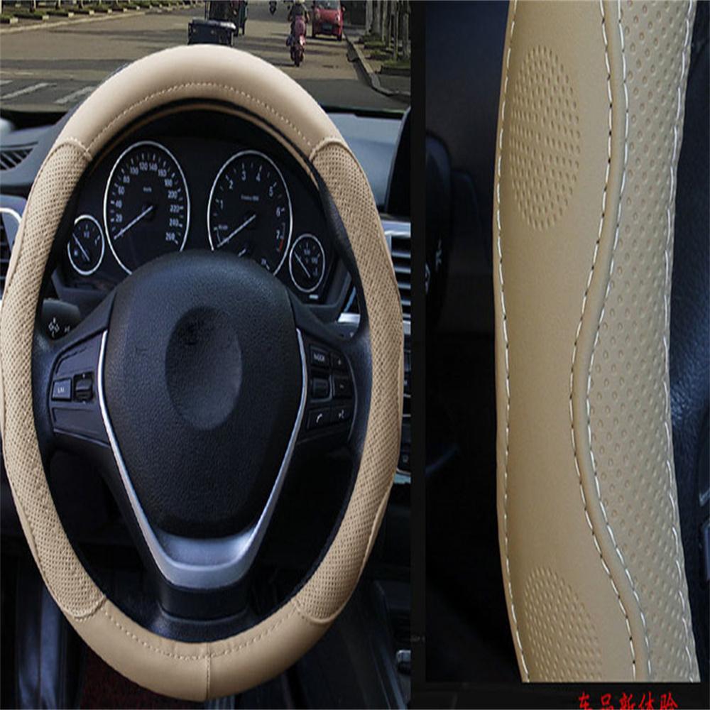 Langlebige PU-Leder Auto Lenkradabdeckung Zierleiste Rutschfester Schutz 37cm-38cm