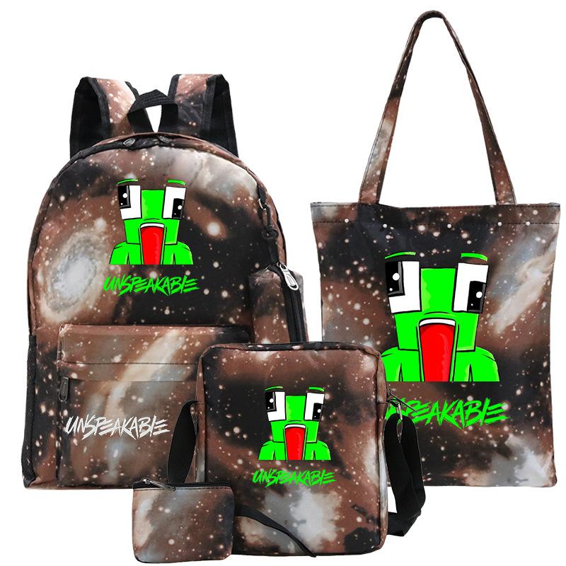 Casual Backpack Five-piece Backpack + Tote Bag + Shoulder Bag + Pencil Bag + Small Money Bag 3