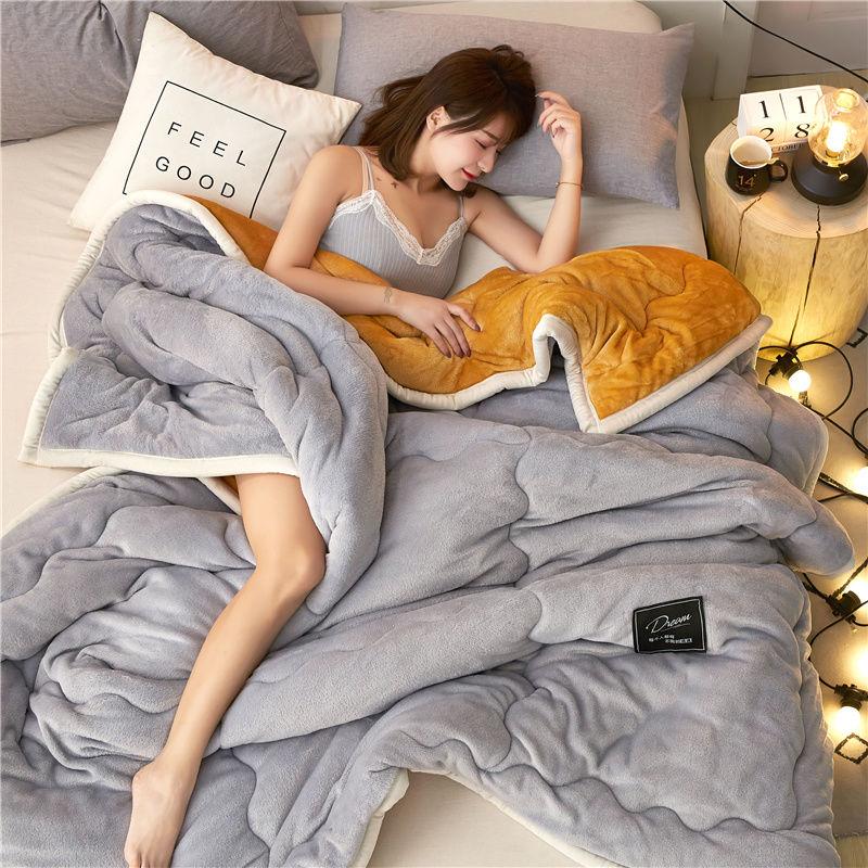 Decke, Tagesdecke, warme und bequeme, verdickte Winterdecke, Korallenvlies und Fleecelaken, doppelseitige Fleecesteppdecke, Flanell, Siesta-Decke, Matte 150 cm*200 cm(1.5kg) white