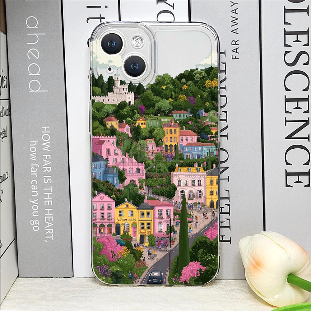 Painting House Mountain Landscape Phone Case for IPhone 17 16 15 14 11 12 13 Pro Max 7 8 Plus 12 13 Mini X XS Max XR Soft Cover