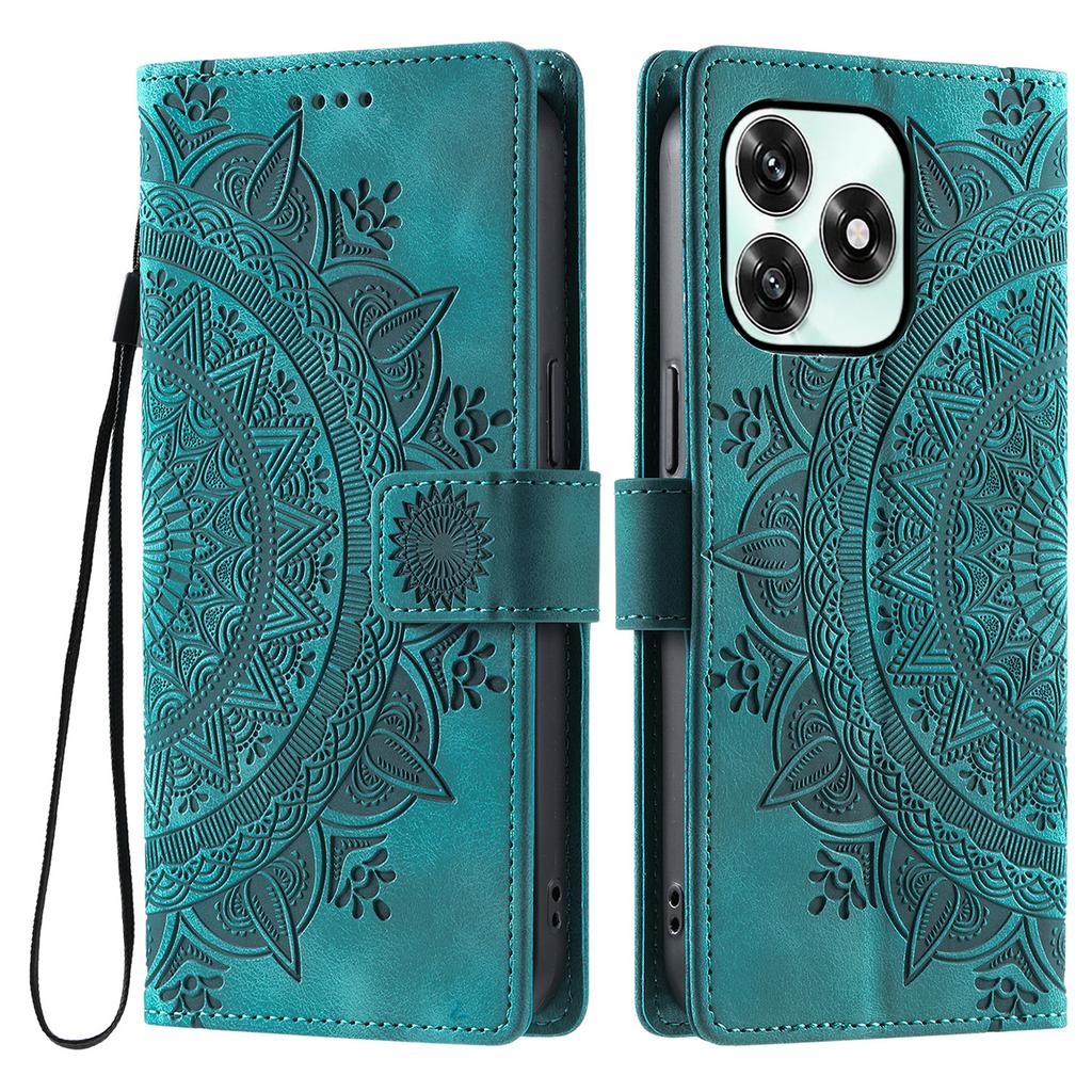 Phone Case For Honor Play10A 4G / X5c Plus 4G / X5c 4G Imprinted Totem Skin Feel Wallet Leather Phone Cover with Hand Strap