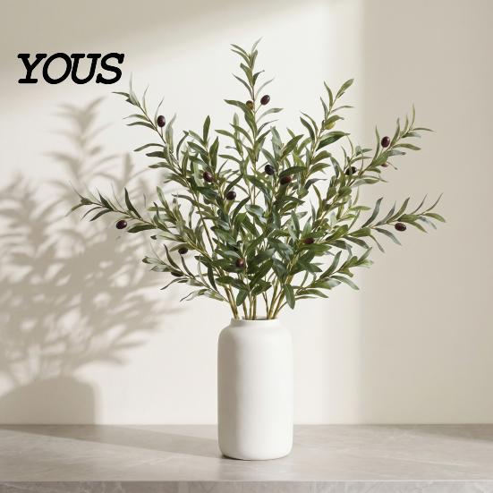 Lush Greenery for Farmhouse Style Faux Olive Branches Vase, Artificial Tree Branches, DIY Fake Indoor Plant Decor Living Room Plants, Realistic Stems,