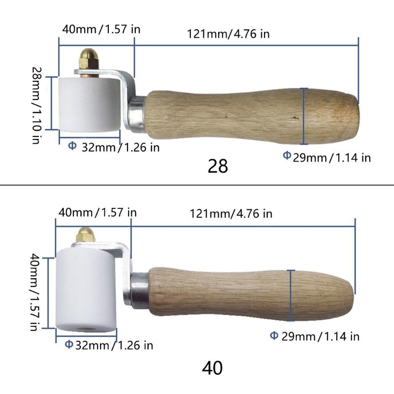 Wood Handle Wallpaper Roller Flat Pressure Roller Smoothing Tool Nonslip Edge Seam Roller Decorating Tool Width 40/28mm