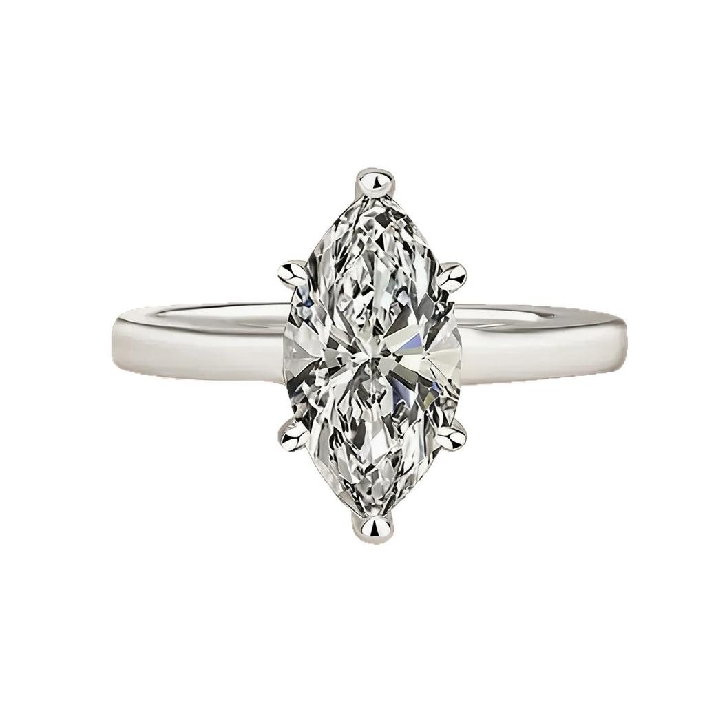 Silver New Fashion Design Marquise Cubic Zirconia Set Rings for Women Modern Trend Bridal Wedding Sparkling Jewelry